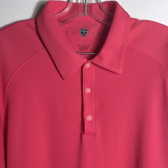 Nike Golf DriFIT Polo Shirt Men XL Pink Performance Knit Short Sleeve Swish Logo - Picture 4 of 10